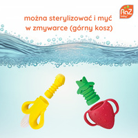 RaZbaby Silikonowy gryzak do podawania owoców i pokarmu Fruitique Banan, 6m+ 