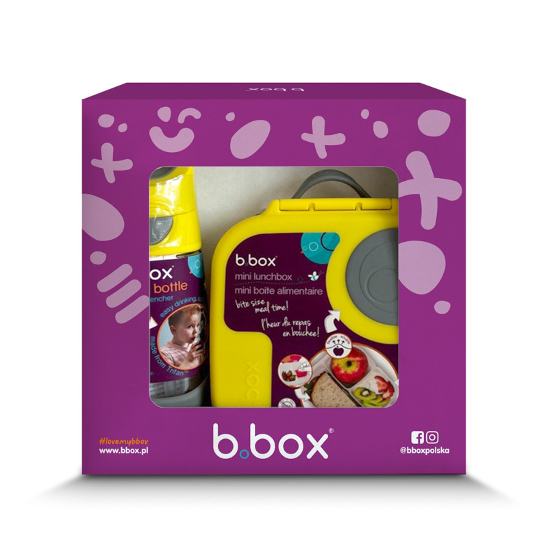 Zestaw Mini Lunchbox + Butelka tritanowa ze słomką 450 ml, Lemon Sherbet, b.box