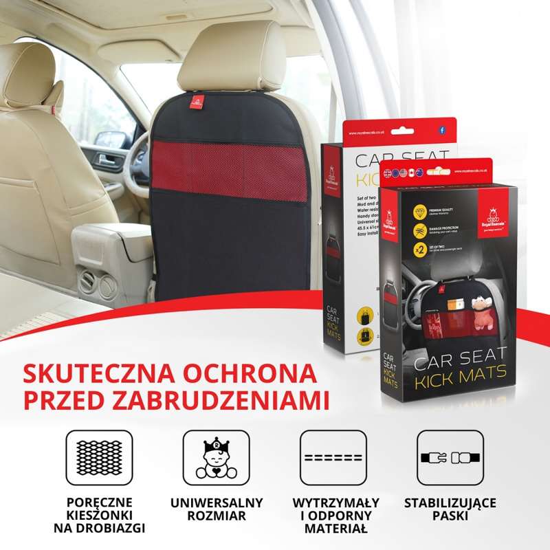 Mata ochronna do samochodu z organizerem, zestaw 2 szt., czarny, Royal Rascals OUTLET