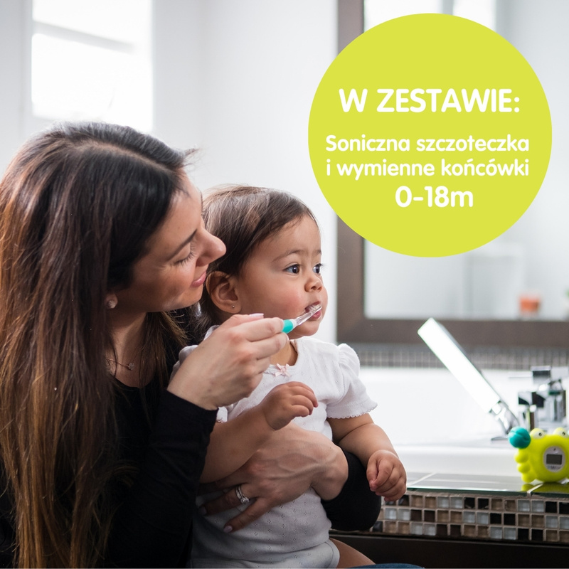 Zestaw Soniczna szczoteczka dla dziecka Sönik + Wymienne końcówki do szczoteczki sonicznej Sönik, 0–18 miesięcy, bblüv