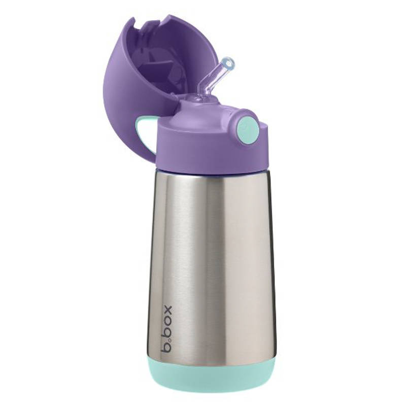 B.box butelka termiczna - bidon dla dzieci ze słomką 350 ml Lilac Pop