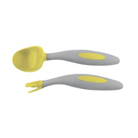B.box Sztućce dla niemowląt i dzieci do nauki jedzenia Lemon Sherbet