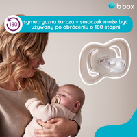 b.box Smoczek dla noworodka i niemowlaka 2 szt.– symetryczny smoczek silikonowy 0 – 6 mies. Blush + Latte