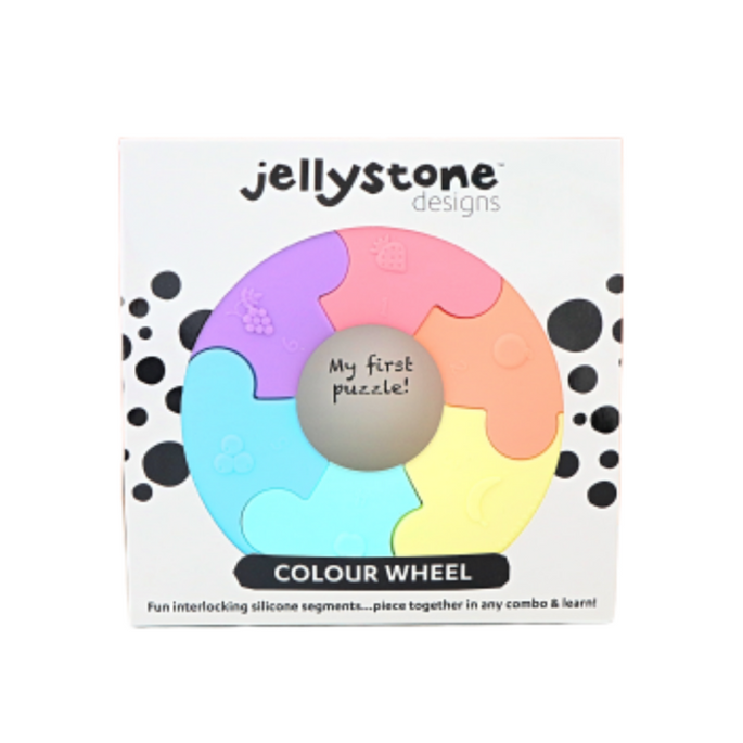 Pierwsze puzzle sensoryczne dla niemowlaka kółko Jellystone Design pastelowe, OUTLET