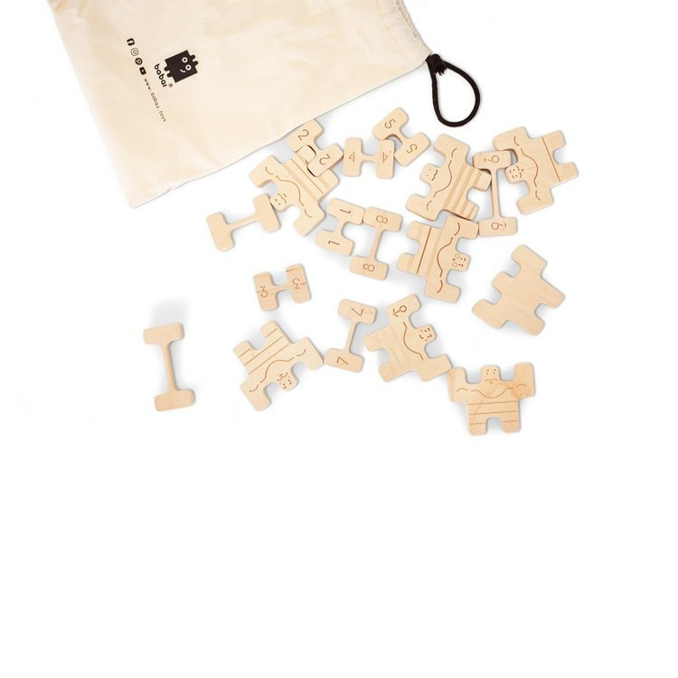 Drewniana układanka, równoważnia CYRKOWI ATLECI, kolor naturalny, Babai, EKO