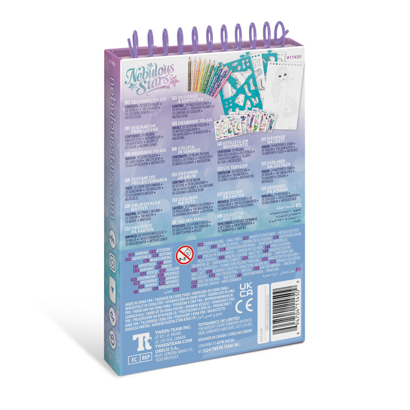 Nebulous Stars Szkicownik do projektowania ubrań z kredkami i naklejkami|  Isadora 7+ 