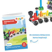 Klocki konstrukcyjne, tęczowy pociąg do liczenia, 63 el., 2+, PolyM