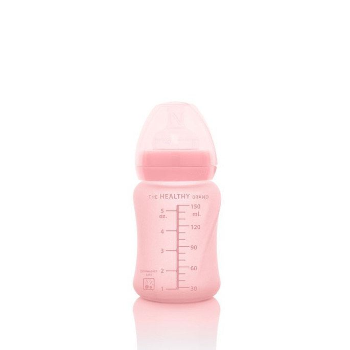 Szklana butelka  ze smoczkiem S, 150 ml, różowa, Everyday Baby