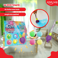 Zimpli Kids Kule do zabawy do kąpieli dla dzieci zestaw 4 szt. z pędzlem Baff Bombz Magic Brush 3+, OUTLET