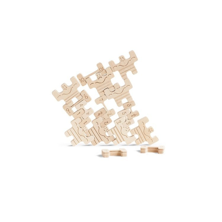 Drewniana układanka, równoważnia CYRKOWI ATLECI, kolor naturalny, Babai, EKO