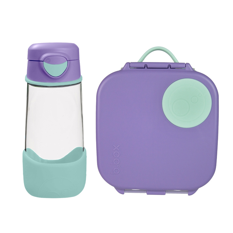 Zestaw Sportowa butelka tritanowa 450 ml + Mini Lunchbox, Lilac Pop, b.box
