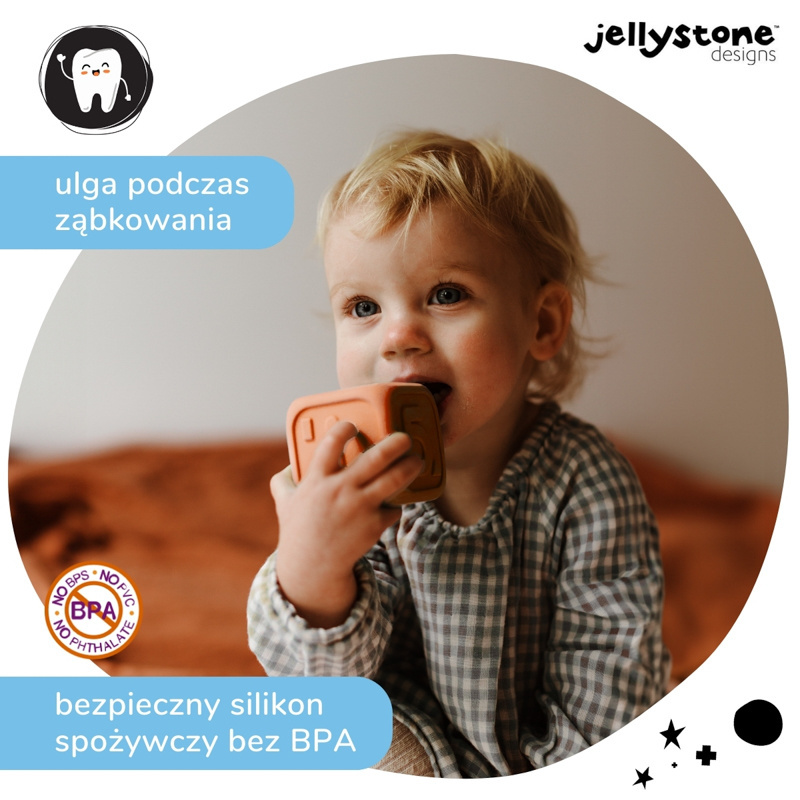 Kostki Edukacyjne, guma balonowa i brzoskwiniowa, Jellystone Designs, OUTLET