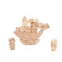 Drewniana układanka, równoważnia HISTORIE Z MORZA, wieloryb, kolor naturalny, Babai, EKO