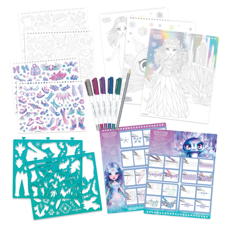 Nebulous Stars Szkicownik dla dzieci z białymi kartkami – zestaw naklejek i metalicznych pisaków 7+ Iceana rozm. M , OUTLET