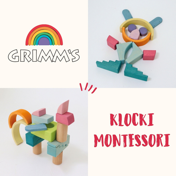Grimm’s Kolory nieba Układanka drewniana w ramce – klocki drewniane Montessori dla rocznego dziecka