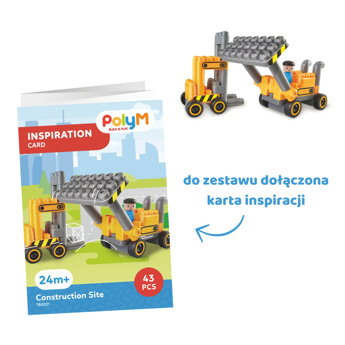 Klocki konstrukcyjne, Plac budowy, 43 el., 2+, PolyM