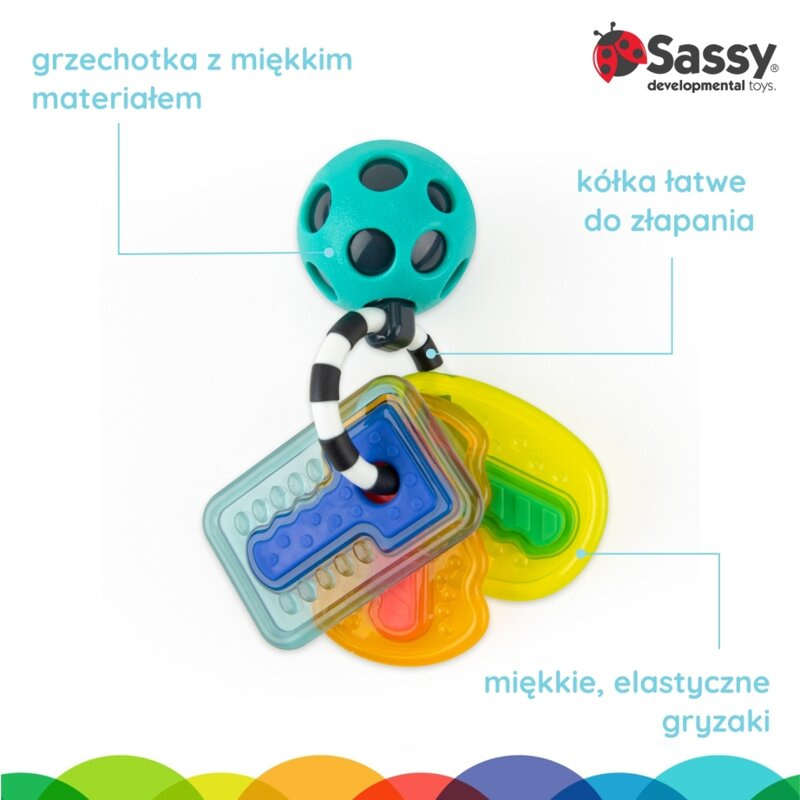 Sassy Kluczyki multikolor – zabawka sensoryczna dla niemowląt 0m+