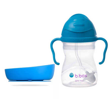 Zestaw miseczka niebieska, Doidy Bowl + bidon ze słomką 240 ml kobalt, b.box