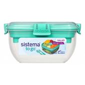 Pudełko na lunch ze sztućcami, Sałatka To Go, 1.1 l, morska, Sistema