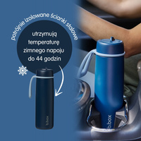 Zestaw Hydro Team butelka termiczna 690 ml Midnight + butelka na wodę ze słomką tritanowa 450 ml Indigo Rose, b.box