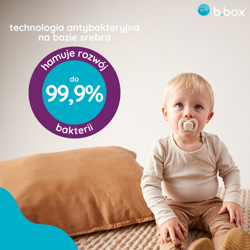 b.box Smoczek dla niemowlaka 2 szt.– symetryczny smoczek silikonowy 6 mies.+ Sage + Vanilla