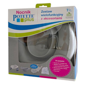 Nocnik Potette Plus: Zestaw wielofunkcyjny z akcesoriami, biało-szary, Potette Plus OUTLET