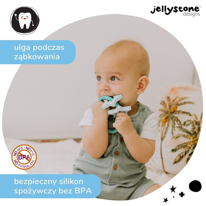  Gryzak dla dziecka Gwiazdki, miętowy, Jellystone Design