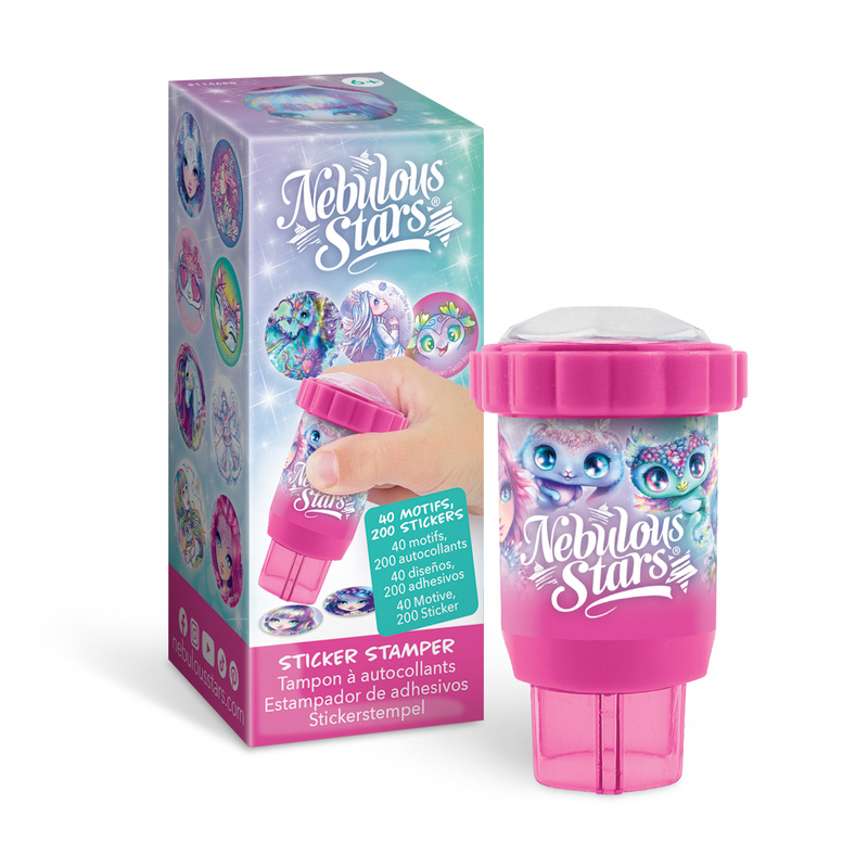 Nebulous Stars Stempel z Naklejkami - Sticker Stamper  220 naklejek Różowy 6+ 