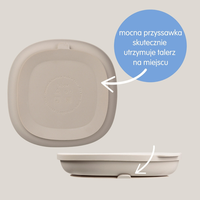b.box Silikonowy talerzyk trójdzielny z przyssawką i przykrywką latte