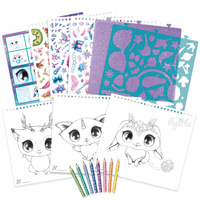 Nebulous Stars Kreatywny szkicownik z kredkami i szablonami – magiczne zwierzątka 7+