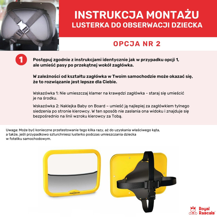 Lusterko do samochodu dla dziecka, żółte, Royal Rascals, OUTLET