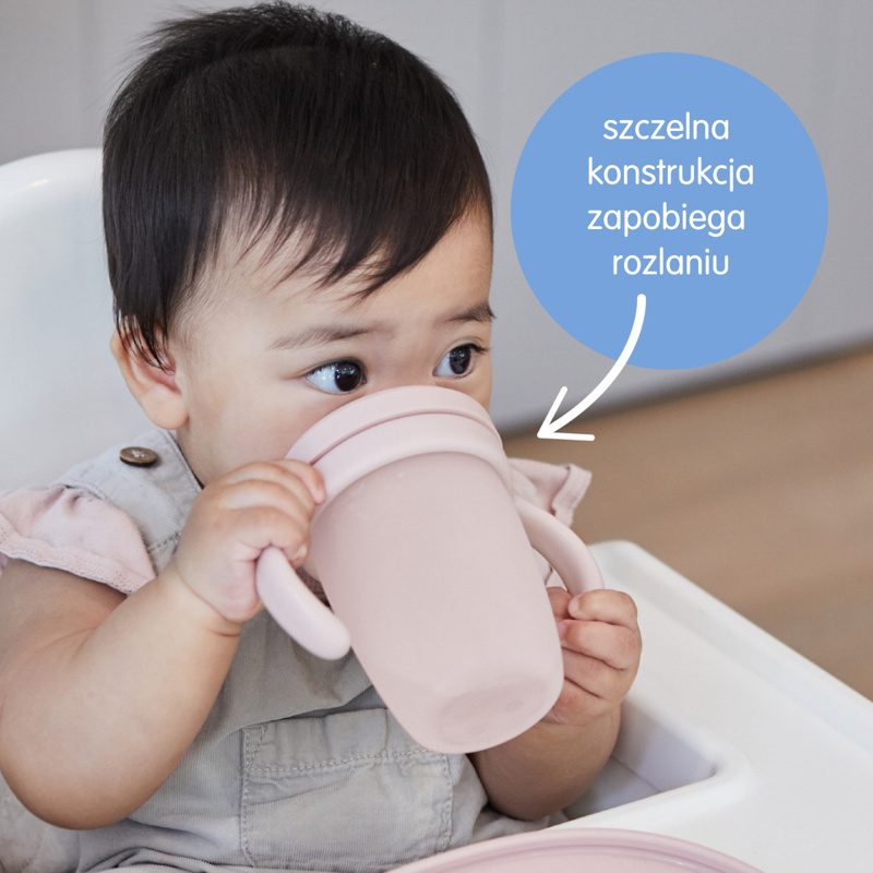b.box silikonowy kubek z ustnikiem Latte - pierwszy krok do samodzielnego picia dziecka