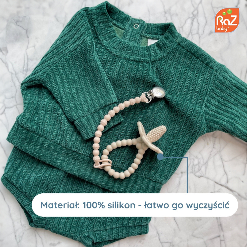 Gryzak silikonowy Soczysta Malina Plus, błękitny, RazBaby, OUTLET