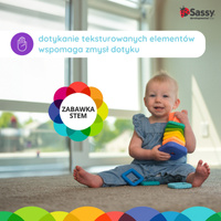 Sassy Zakręcona wieża – sensoryczna zabawka z klocków 12m+