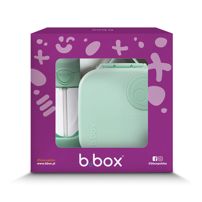 Zestaw Mini Lunchbox + Butelka tritanowa ze słomką 450 ml, Spearmint, b.box