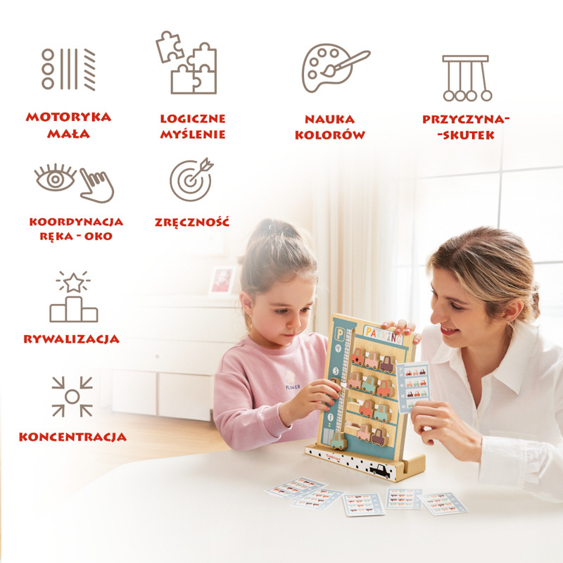 Topbright Parking - zabawka logiczna z kartami zadań – układanka dla dzieci 36 mies. +