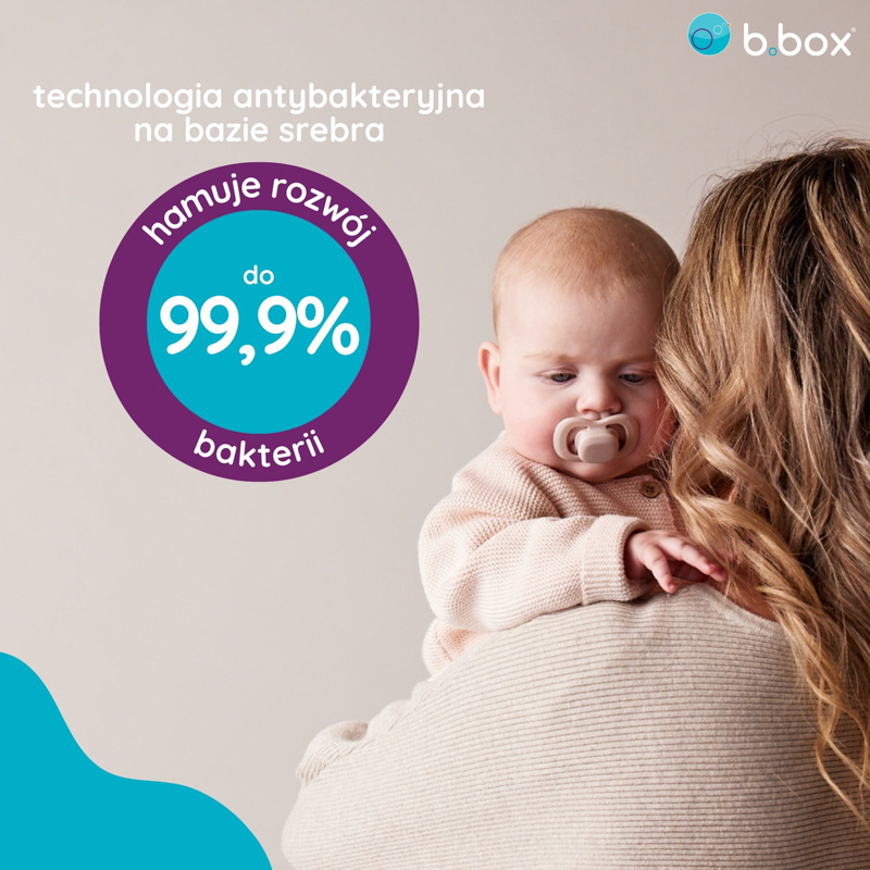 b.box Smoczek dla noworodka i niemowlaka 2 szt.– symetryczny smoczek silikonowy 0 – 6 mies. Blush + Latte
