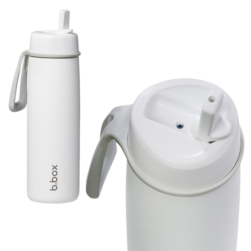 Zestaw Hydro Team butelka termiczna 690 ml White Out + butelka na wodę ze słomką tritanowa 450 ml Emerald Forest, b.box 