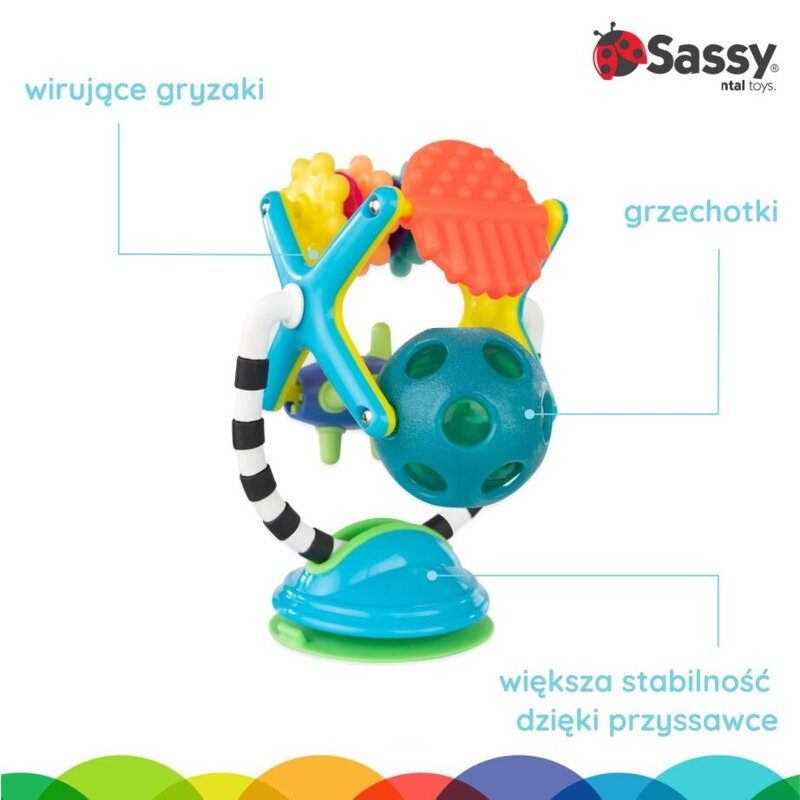 Zabawka sensoryczna Diabelski młyn Sassy – kolorowa atrakcja dla dzieci 6m+