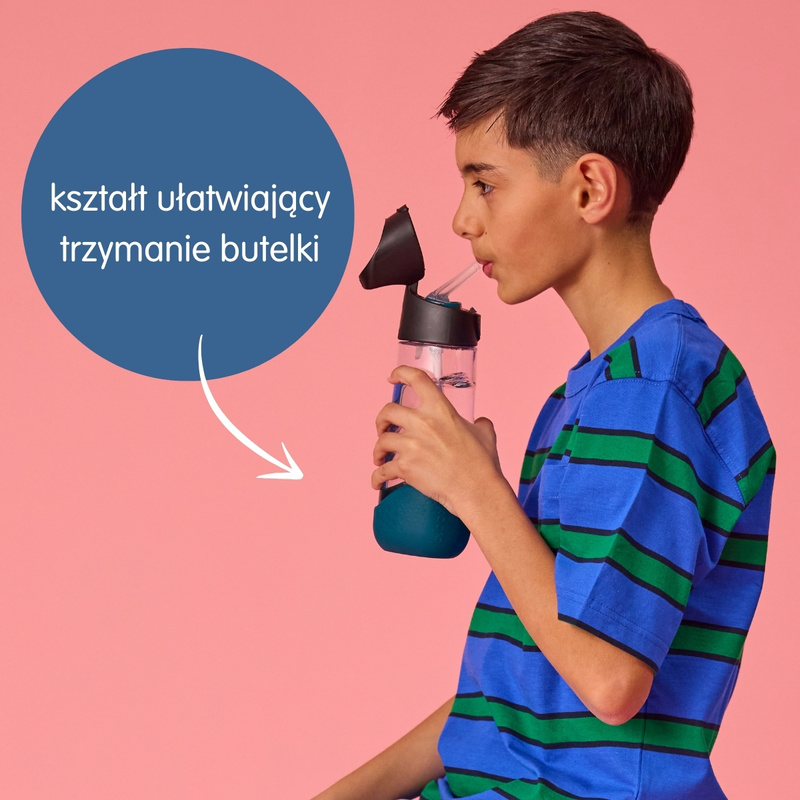 b.box Bidon dla dziecka - butelka na wodę ze słomką tritanowa 600ml Night Vision 