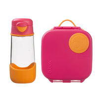 Zestaw Sportowa butelka tritanowa 450 ml + Mini Lunchbox, Strawberry Shake, b.box