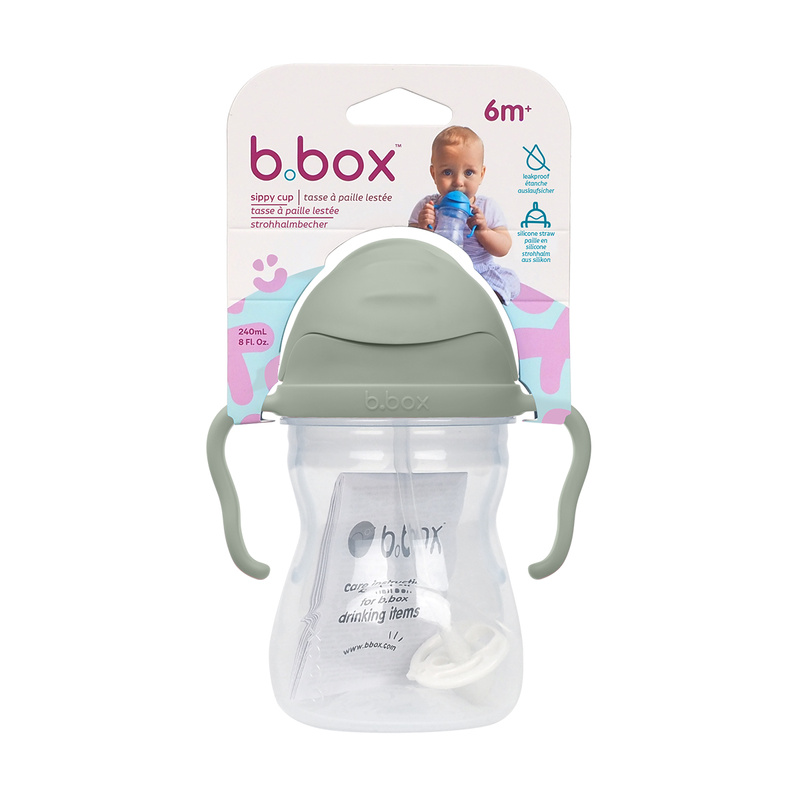 B.box bidon dla dzieci - kubek niekapek ze słomką 240 ml Sage