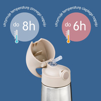 B.box butelka termiczna - bidon dla dzieci ze słomką 350 ml Latte