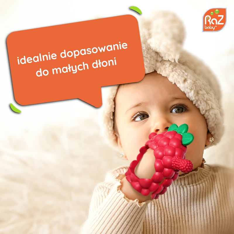 RazBaby Gryzak Silikonowy dla Niemowląt | Razberry Grip błękitny, 3m+