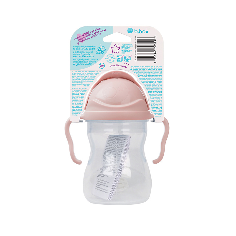 B.box bidon dla dzieci - kubek niekapek ze słomką 240 ml Blush