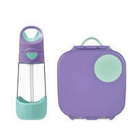 Zestaw Mini Lunchbox + Butelka tritanowa ze słomką 450 ml, Lilac Pop, b.box