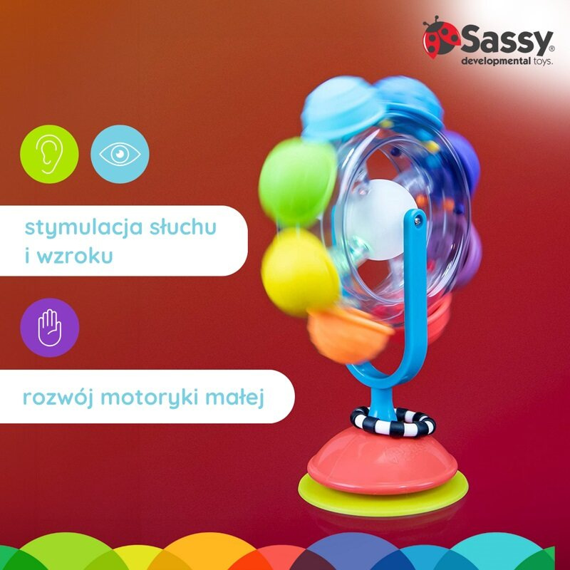 Sassy Świecący kołowrotek – tęczowa zabawka sensoryczna dla dzieci 6m+ OUTLET