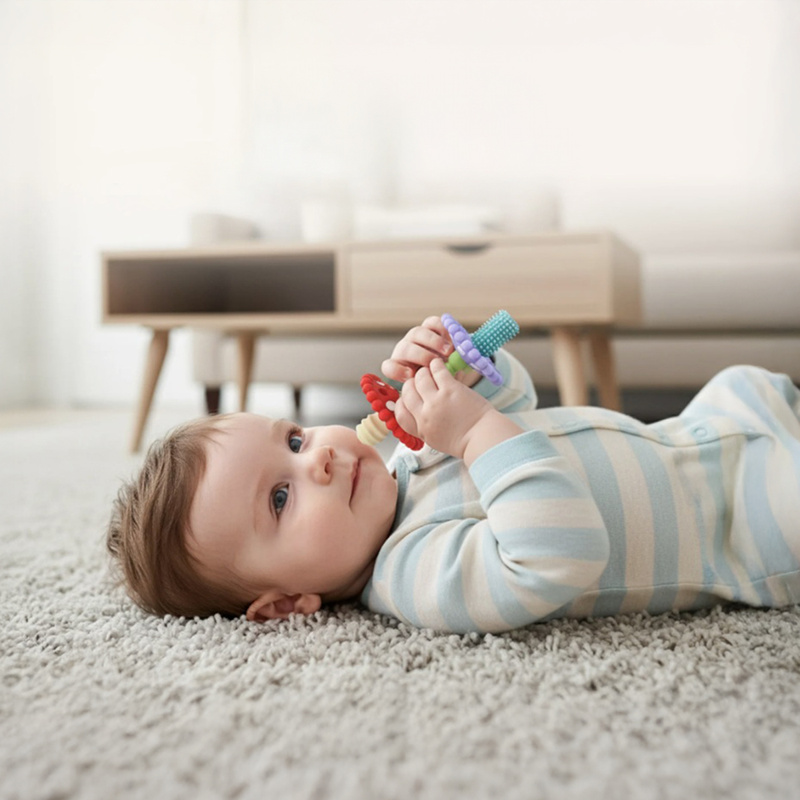 RaZbaby Silikonowy gryzak dla niemowląt Różdżka, wielokolorowy, 3m+