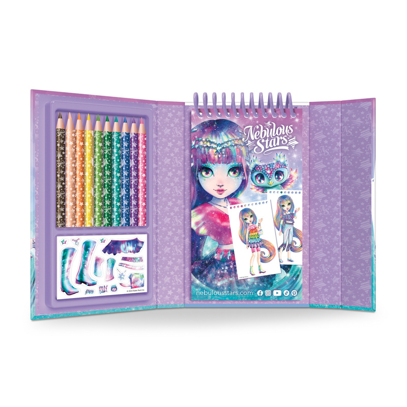 Nebulous Stars Szkicownik do projektowania ubrań z kredkami i naklejkami|  Isadora 7+ 