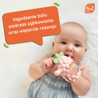 RaZbaby Gryzak Silikonowy na ząbkowanie dla Niemowląt | RaZberry Grip różowy, 3m+, OUTLET